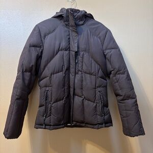 Calvin Klein Down Zip Brown Puffer Jacket with Removable Hood Size S